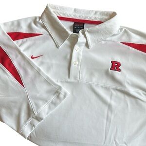 New Rutgers University Scarlet Knights Golf Polo Shirt Nike Dri-Fit White/Red XL